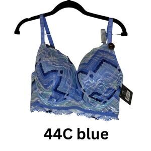 NWT 44C Body Frosting Bra 2X blue sexy lace MSRP $28